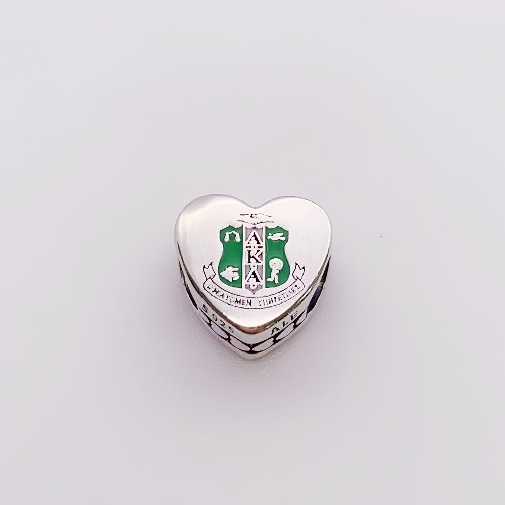 Pandora Alpha Kappa Alpha Sorority Heart Charm S925 Sterling Silver